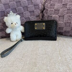 Marc by Marc Jacobs Black Ostrich-Effect Patent Leather Wallet/Wristlet